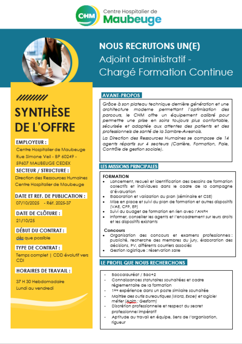 adjoint administratif - charge de formation contin