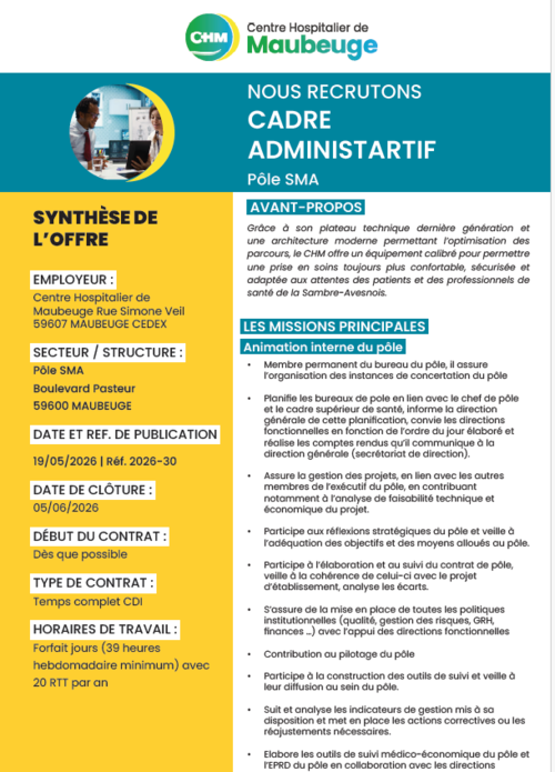 offre d\'emploi cadre administratif