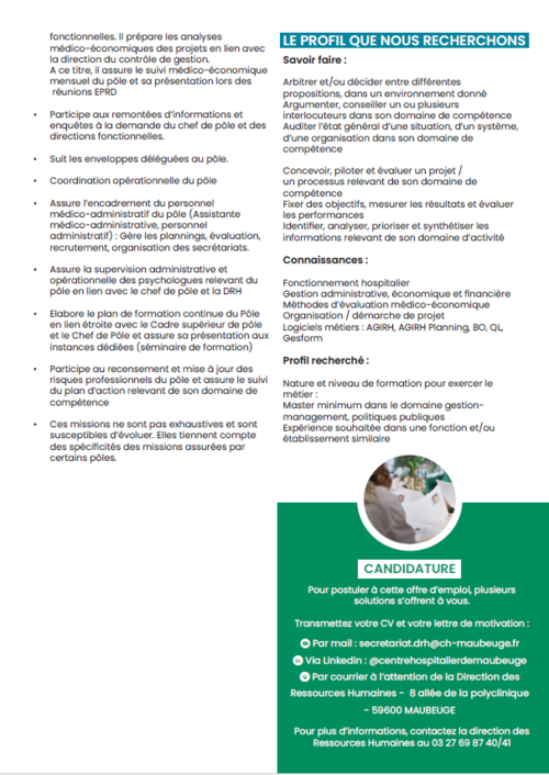 offre d\'emploi cadre administratif pole sma
