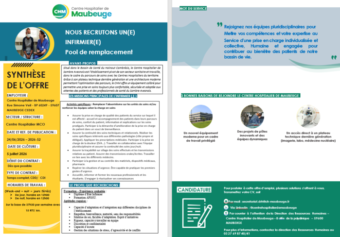 infirmiere pool de remplacement