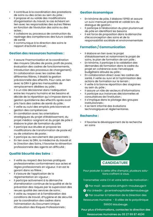 offre emploi cadre superieur de sante poles mere e