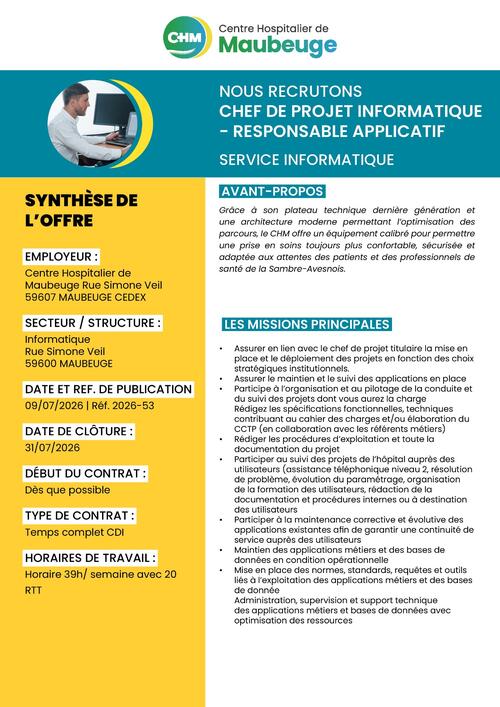 offre emploi chef de projet informatique - respons
