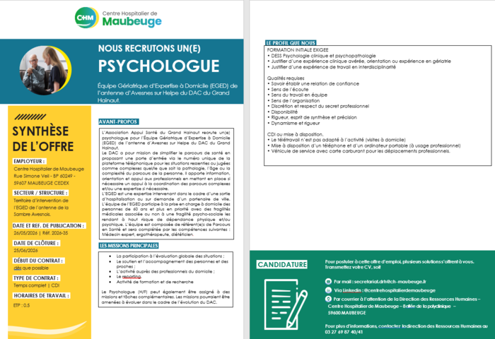 offre d\'emploi psychologue equipe geriatrique d\'
